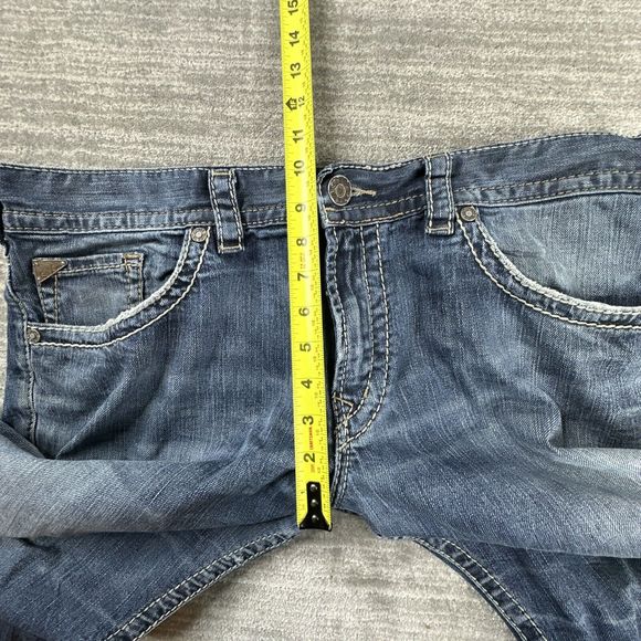 Silver Jeans Co Zac Jeans Mens 36x32 Blue Denim Pants Zip Fly Straight Leg - Picture 7 of 12